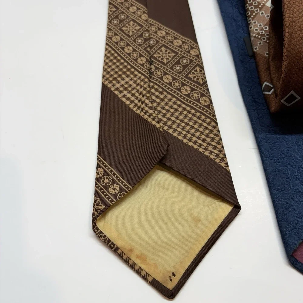VINTAGE BRITTANIA Nordstrom Mens 1970s  Striped Print Neck Tie Retro Grandpa Lot